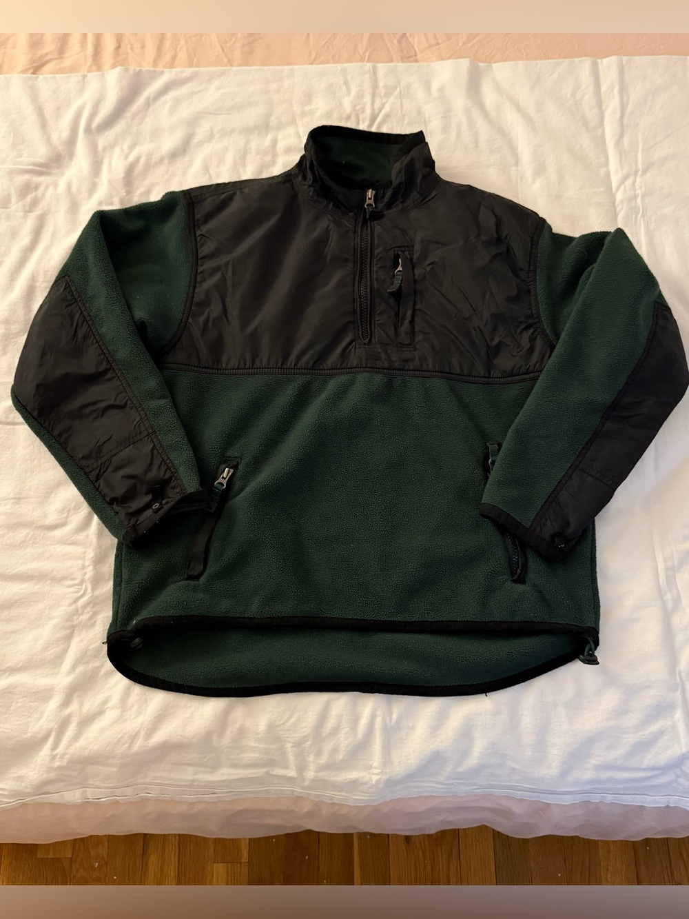 Vintage Y2K Gap Kids XL Forest Green Fleece Quarter Zip Pullover Jacket Gorpcore